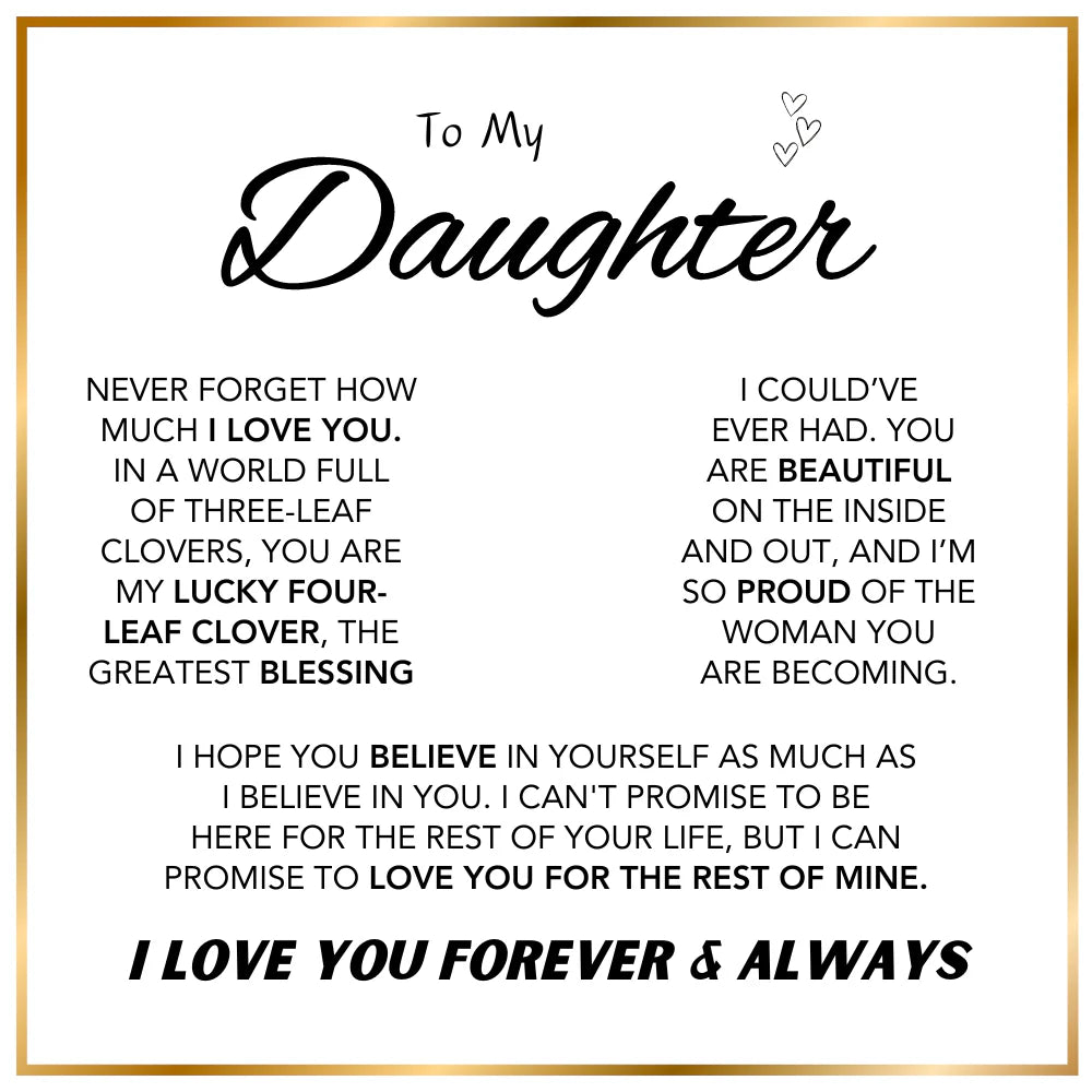 Daughter’s Lucky Clover Necklace & Forever Rose Keepsake Gift Set
