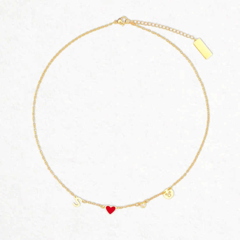 Custom Initial Heart Necklace with Birthstone and Zodiac Sign