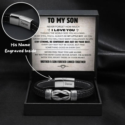 Son’s Eternal Knot Bracelet Gift Set – Personalized with Engraving